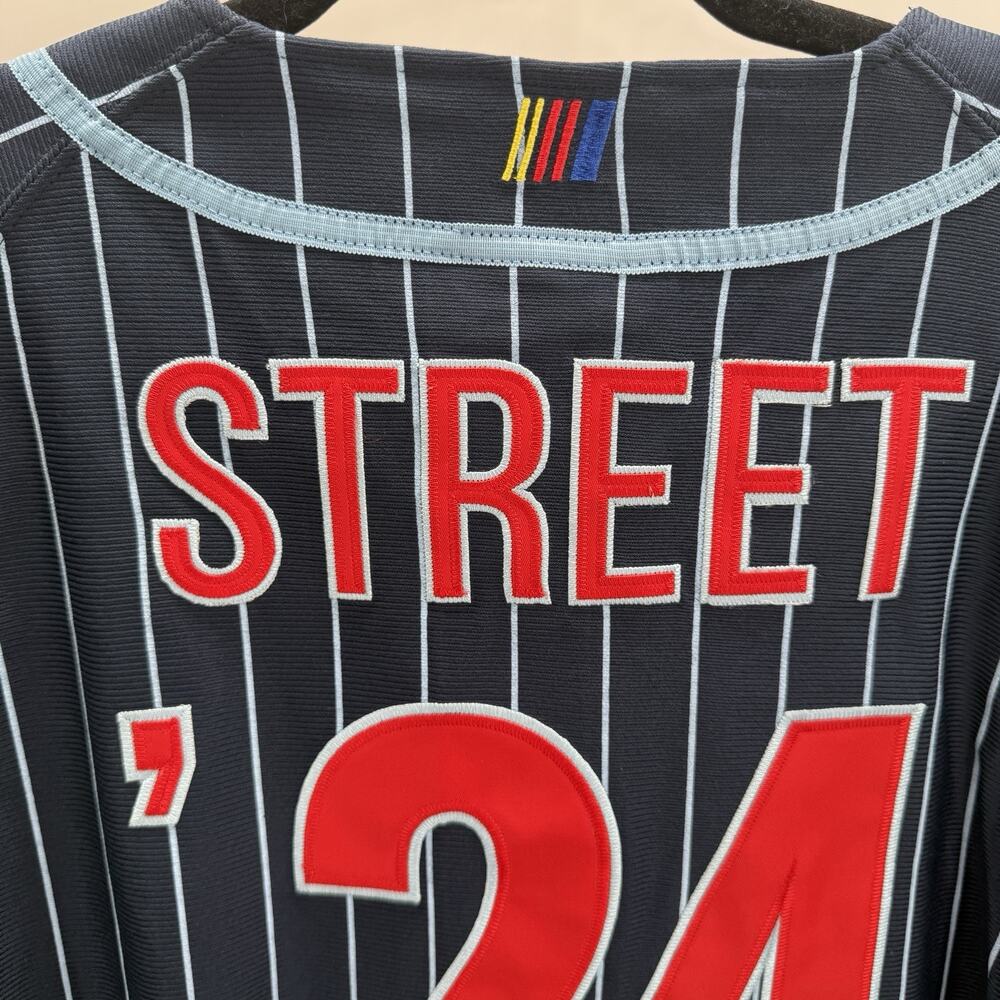 NASCAR Jersey Men Chicago Street Race 2024 Baseball Pinstripe Navy Blue Large - Picture 8 of 9